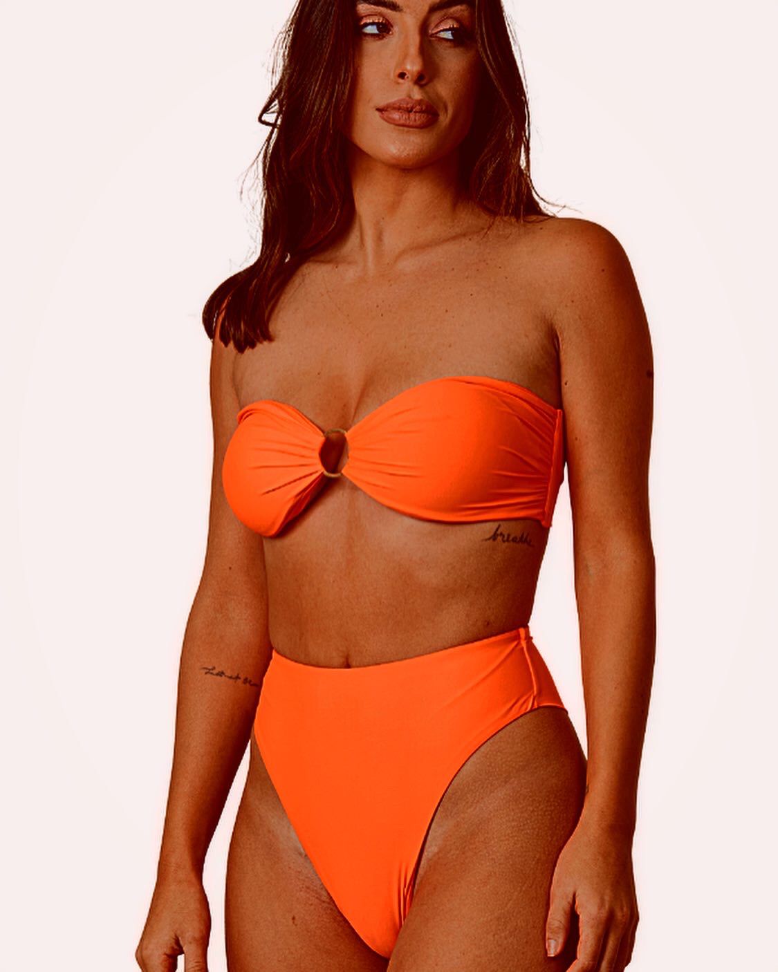 Bikini  Beira Mar Laranja Neon Bora Rosa