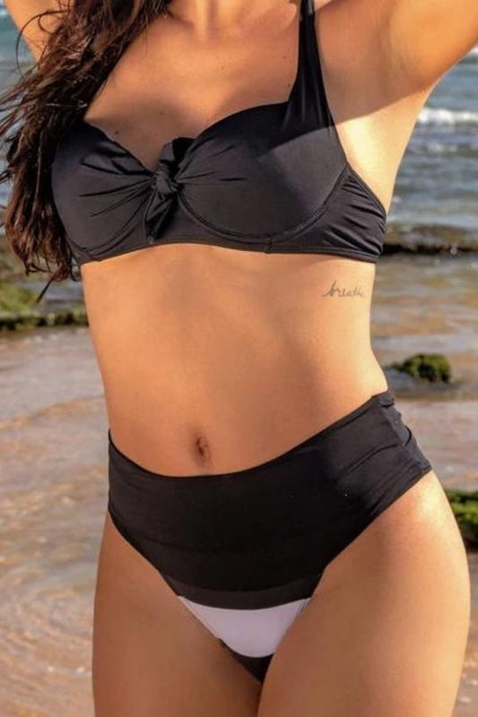 Bikini Marina Listra Larga-Preto Bora Rosa